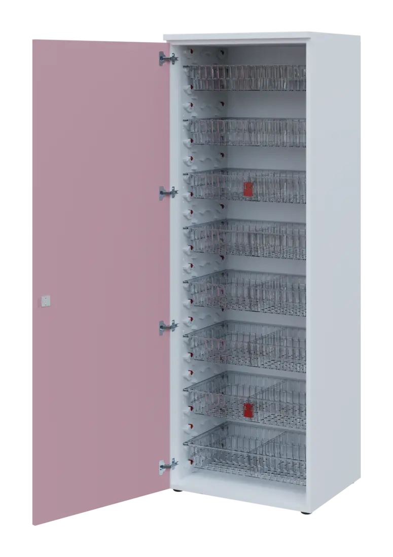 EUROMEDICA D - 66/M TRANSPARENT skříň léková boxová, 1-dveřová, levá, 1950x660x535, korpus bílý, dví